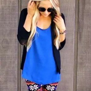 Vince Sleeveless 100% Silk Royal Blue Blouse Tank Top L